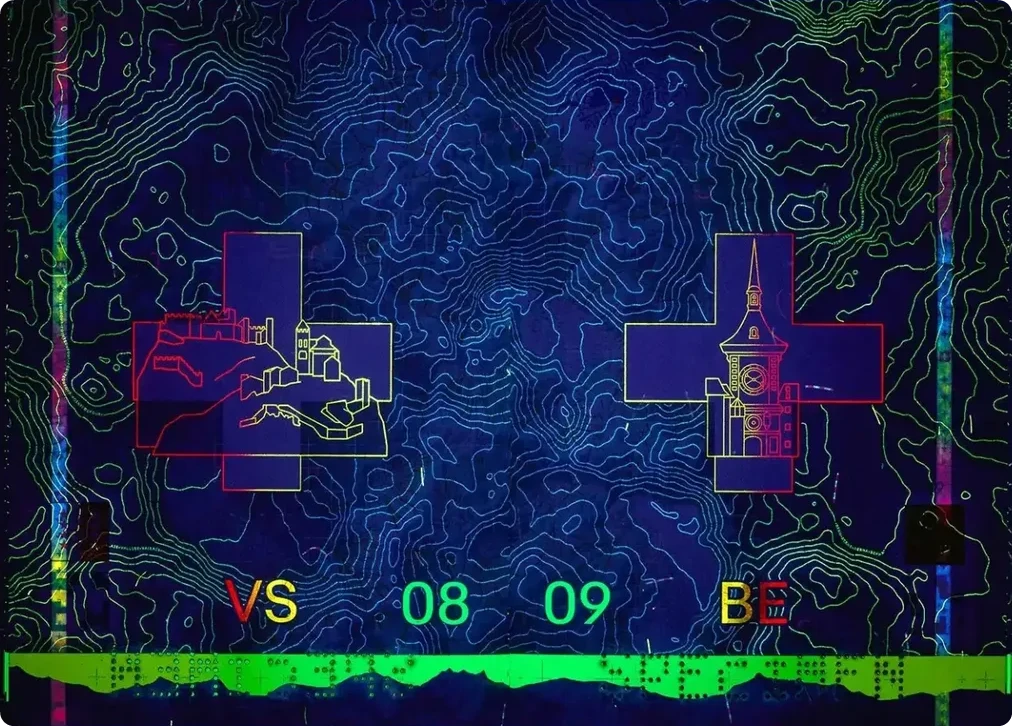 The Swiss passport data page under UV light